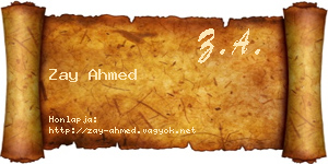 Zay Ahmed névjegykártya